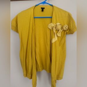 Nordstrom Tarnish Mustard Cardigan with Rosette Accents